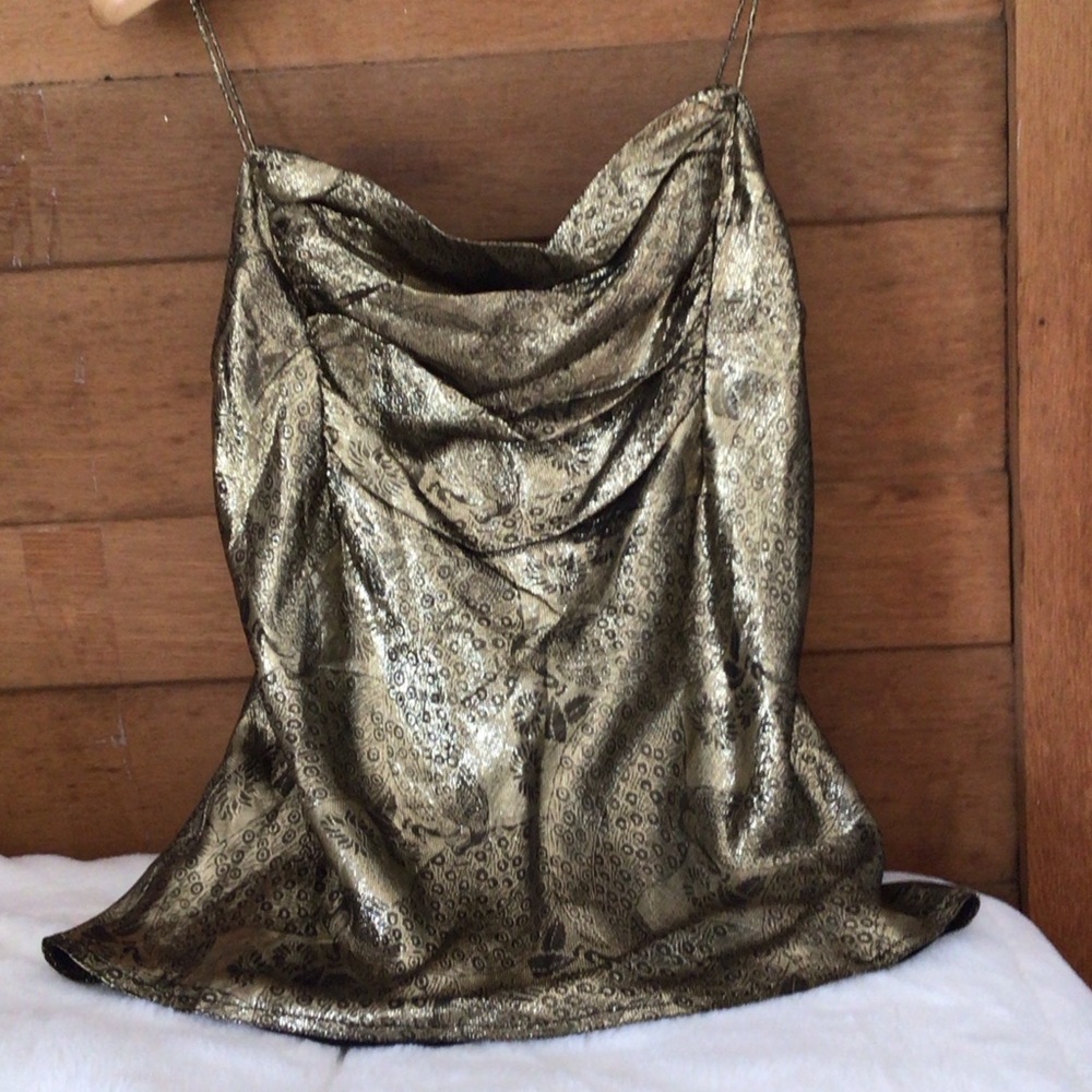 Luxe Metallic Gold & Black Camisole 1990’s Top M